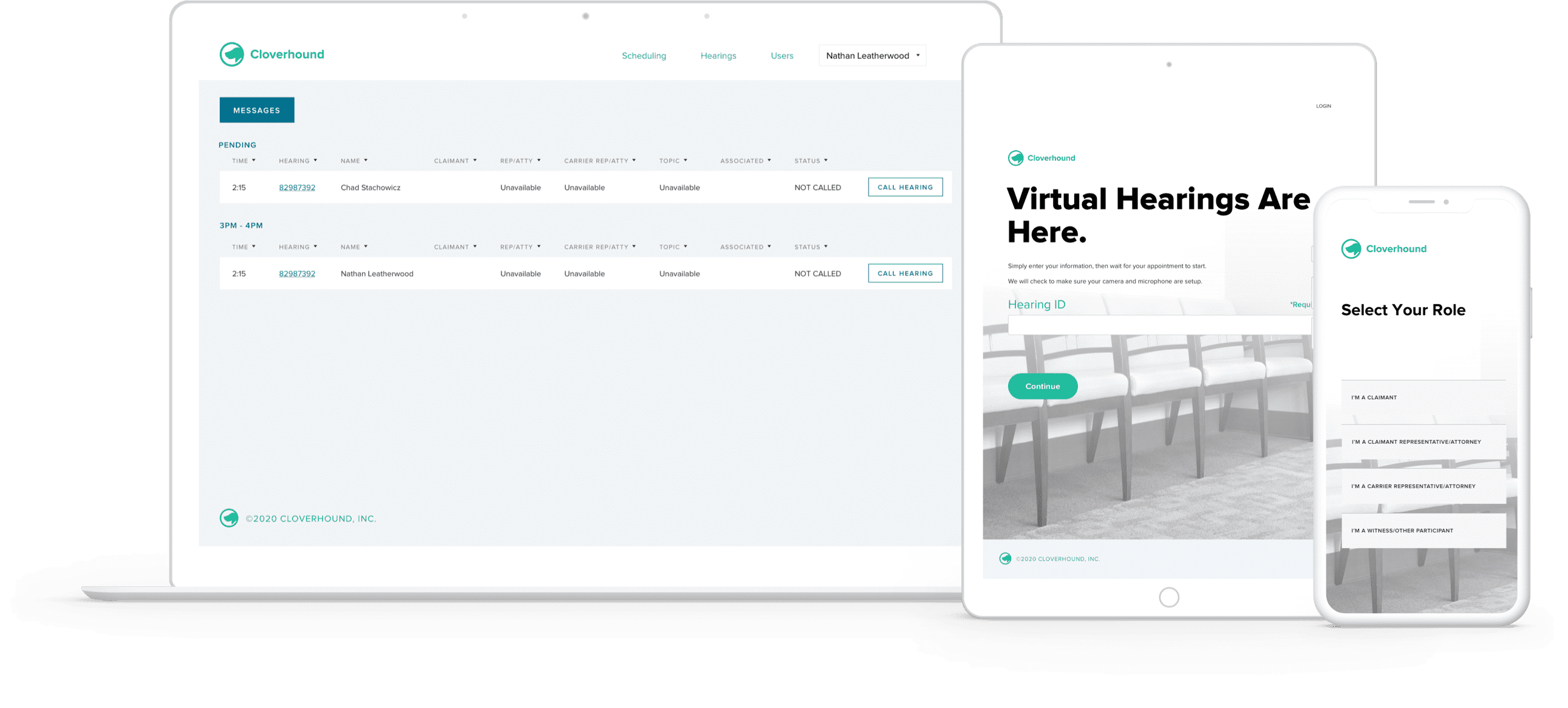 Cloverhound Connect for Courts on multiple devices