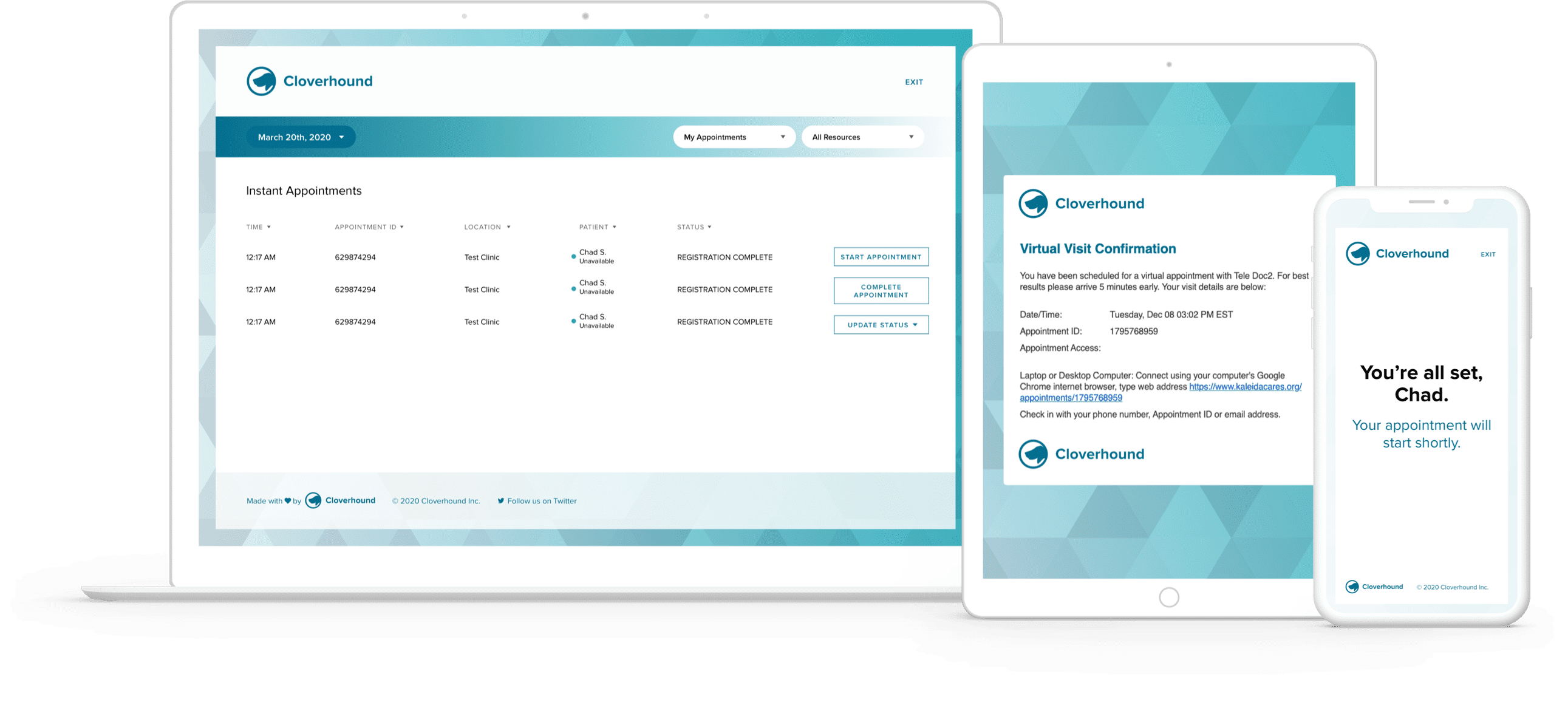 Cloverhound Connect for Healthcare on multiple devices